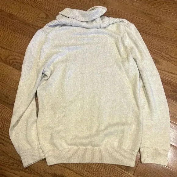 Tasso Elba Sweater Mens Medium Cotton Cable Knit Cream Pullover Collared Sweater - Picture 3 of 3